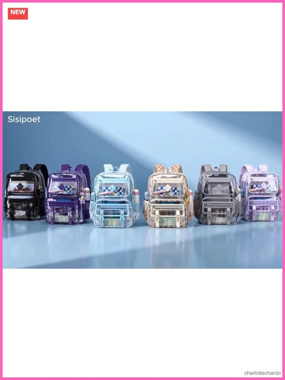 Clear PVC Backpack for School Stadium Events Heavy Duty Transparent See Through